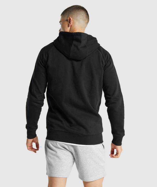 Panske Mikiny S Kapucňou Gymshark Crest Zip Up Čierne | HF9450371